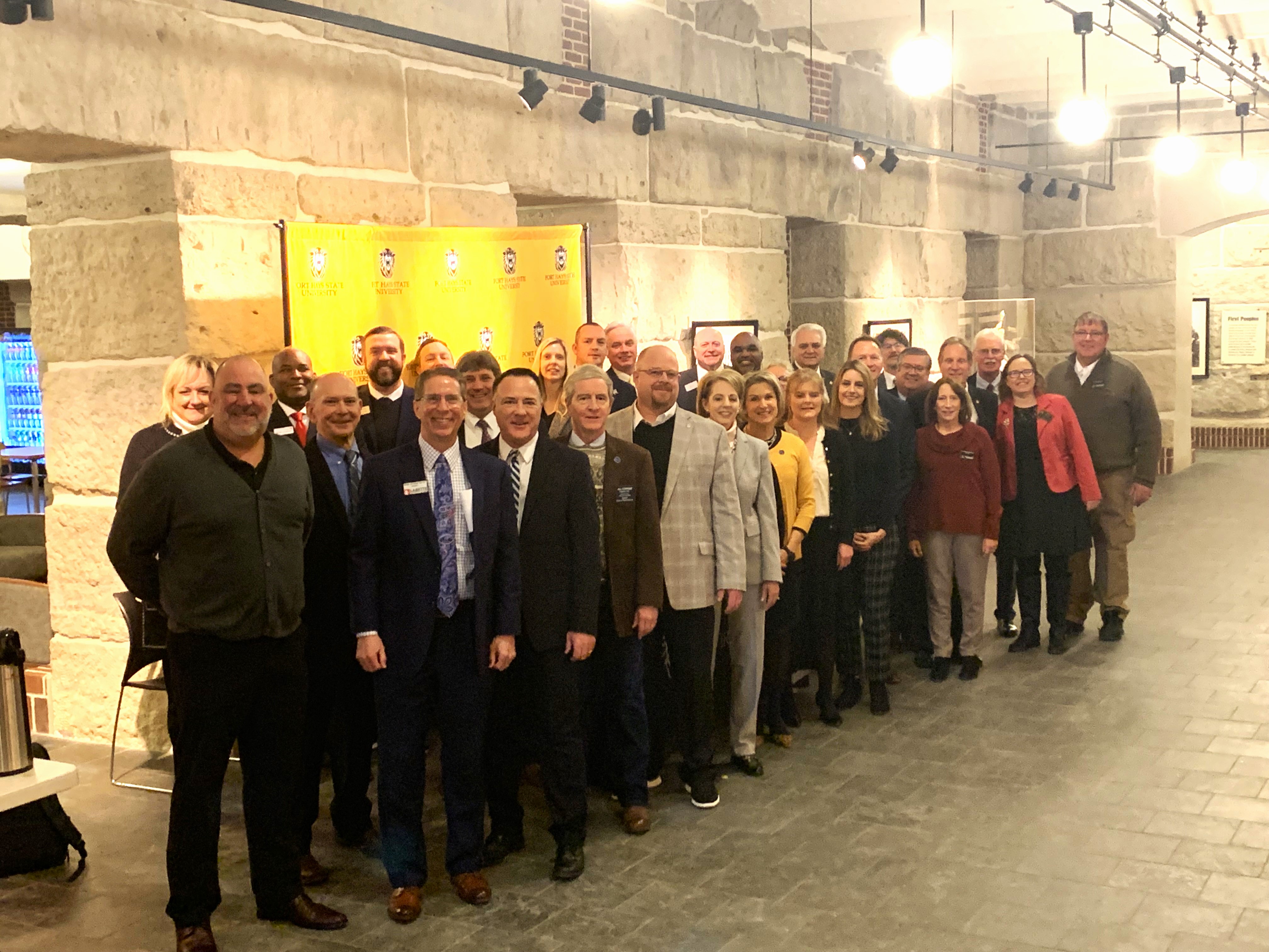 Presidents of FHSU and Kansas community colleges, members of the Kansas Legislature, and administrators and faculty from FHSU and Kansas community colleges.