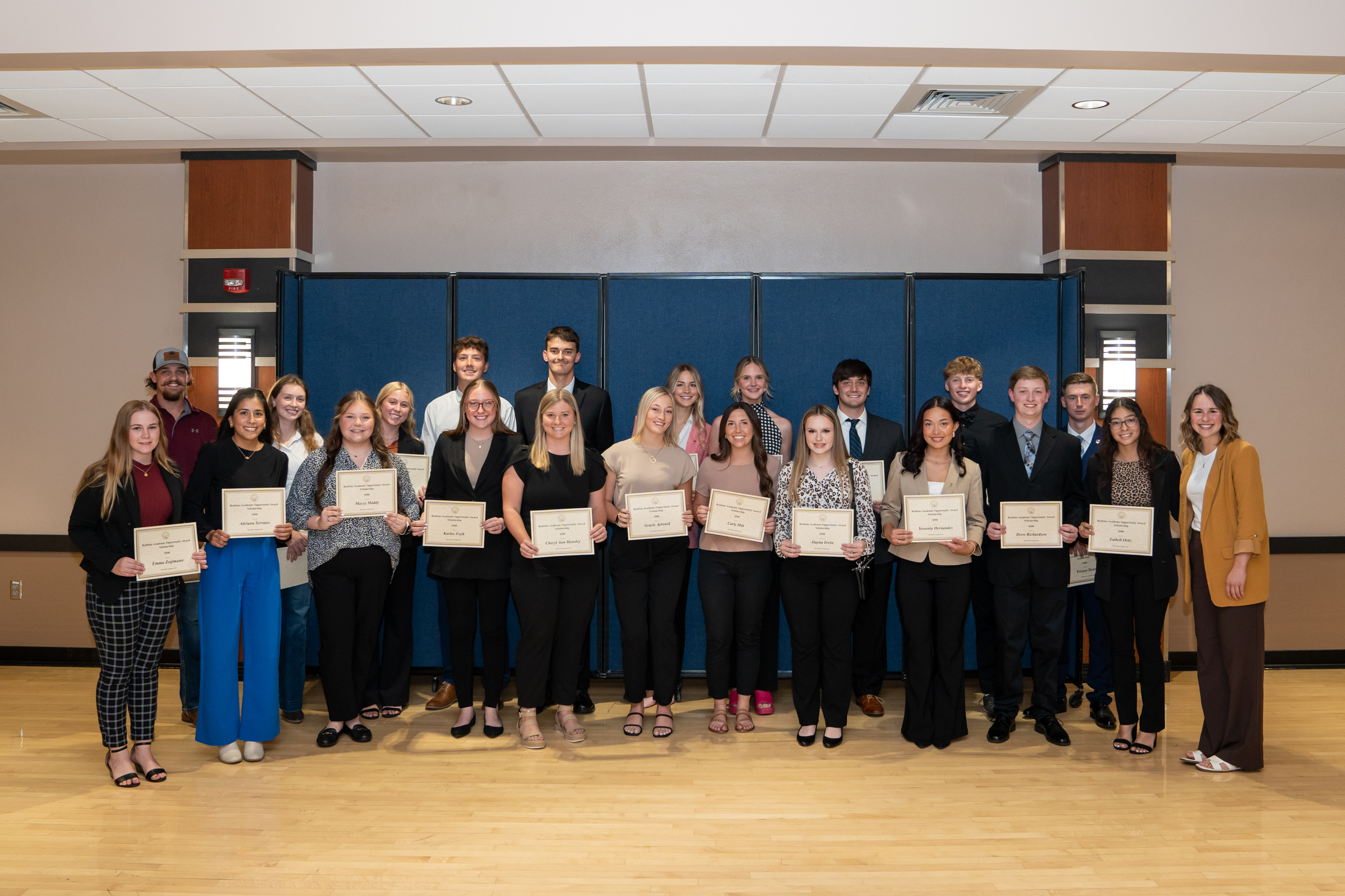 Recipients of the Robbins Academic Opportunity Award each received $500 during the annual RCOBE event